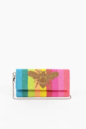 Multi Rainbow Bee Beaded Clutch