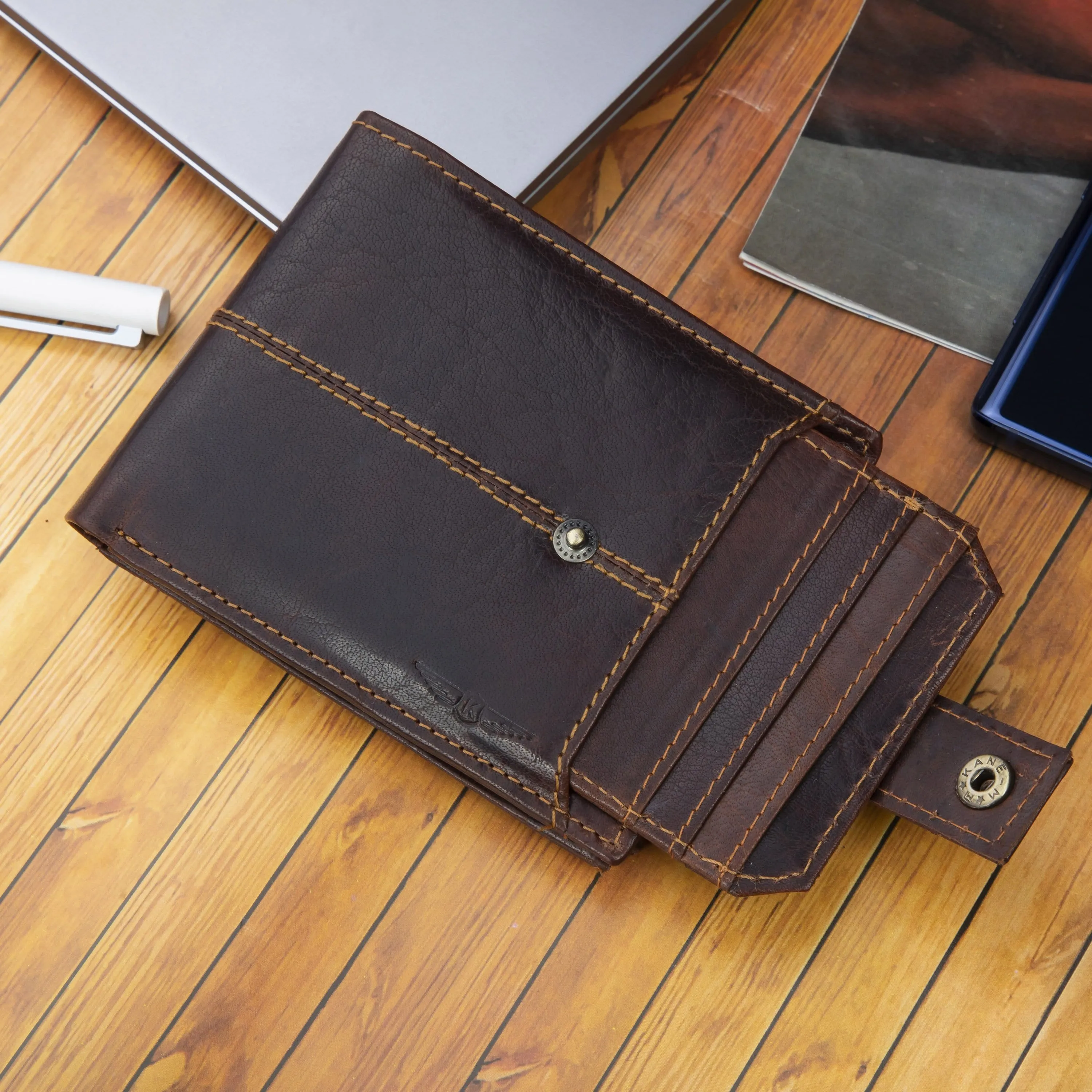 RFID & MINIMALIST DARK BROWN LEATHER WALLET