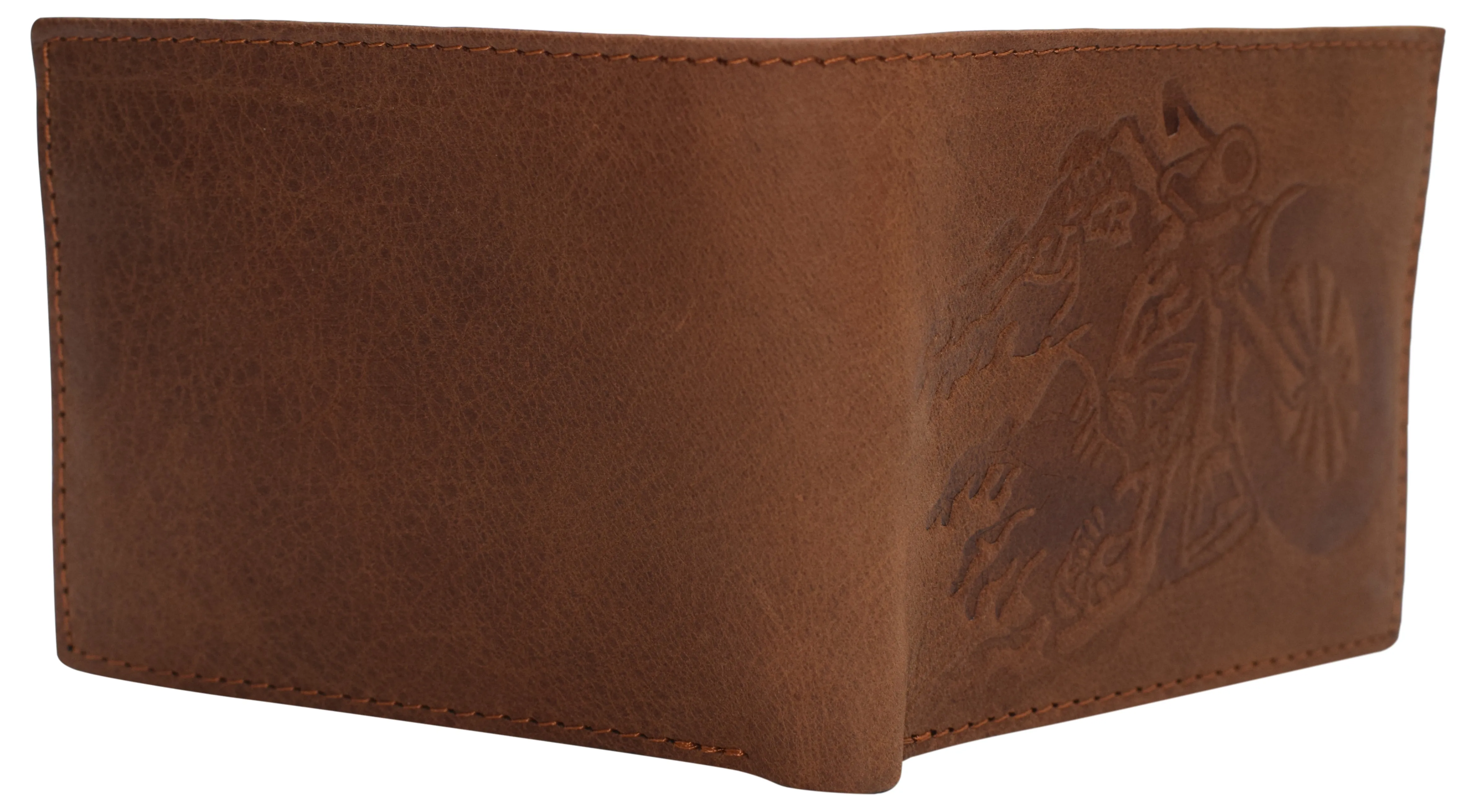 Rfid blocking real leather slim bifold wallet center id flap window engraved logos front pocket wallet for men