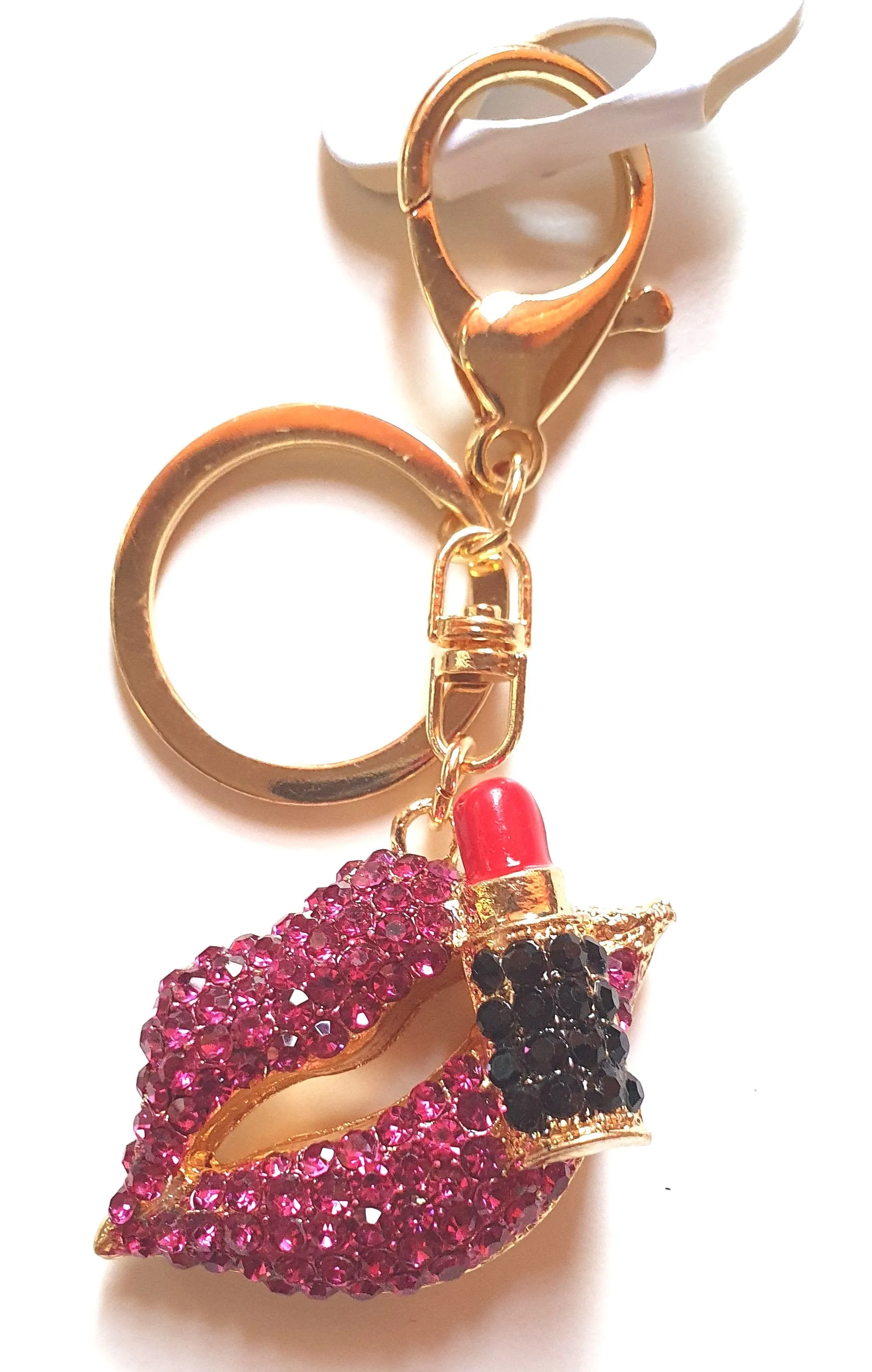 Rhinestone Lips & Lipstick Bag Charm & Key Chain