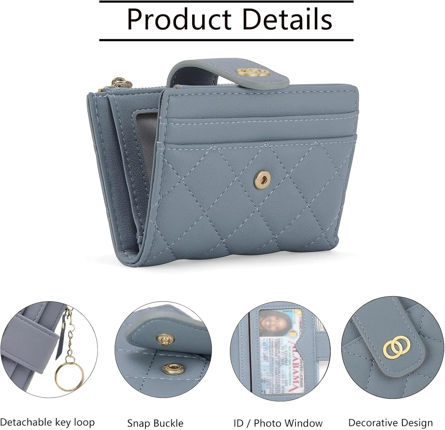 Small Wallet for Women Leather Card Holder Bifold Compact Wallets Purse With Zipper Coin Pocket