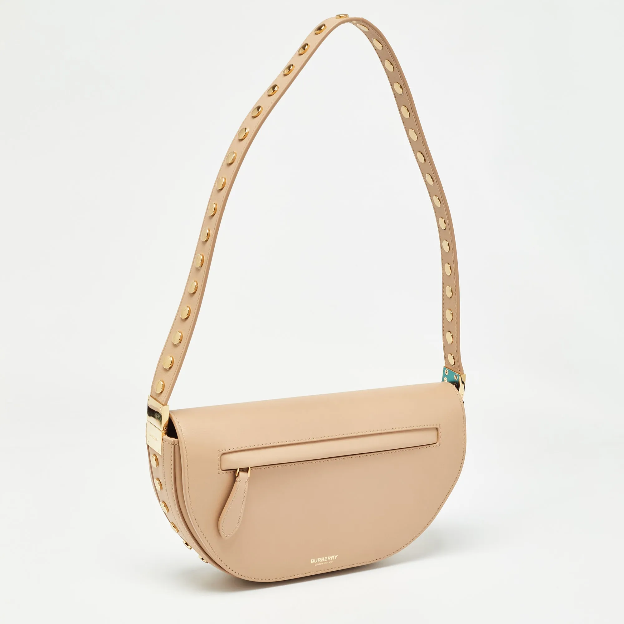 Trendy Inspired Burberry Beige Leather Small Studded Olympia Bag