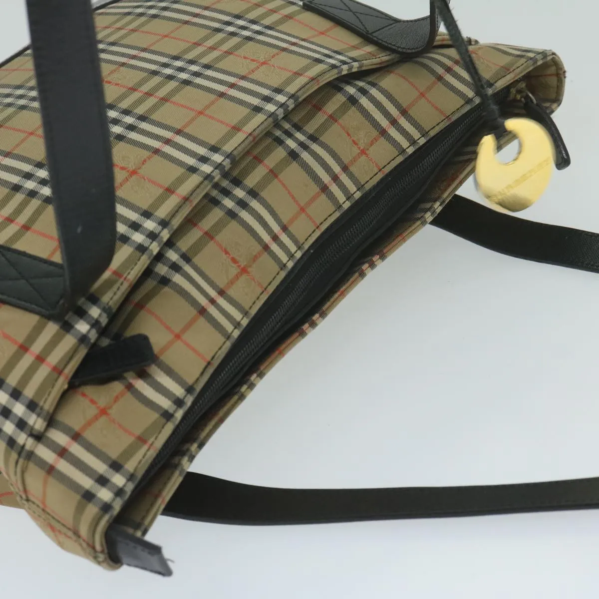 Trendy Inspired Burberry Nova Check Shoulder Bag Canvas Beige Auth Ep2883