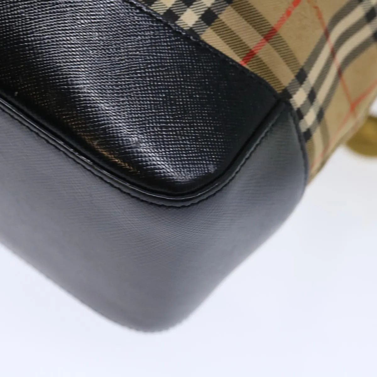 Trendy Inspired Burberry Nova Check Shoulder Bag Canvas Beige Black Auth Ac2917