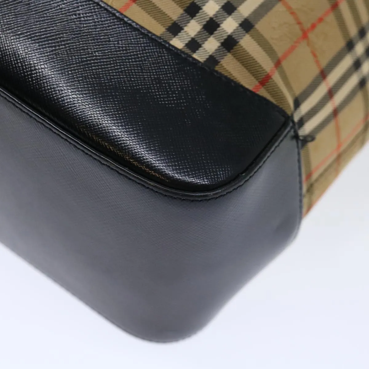 Trendy Inspired Burberry Nova Check Shoulder Bag Canvas Beige Black Auth Ac2917