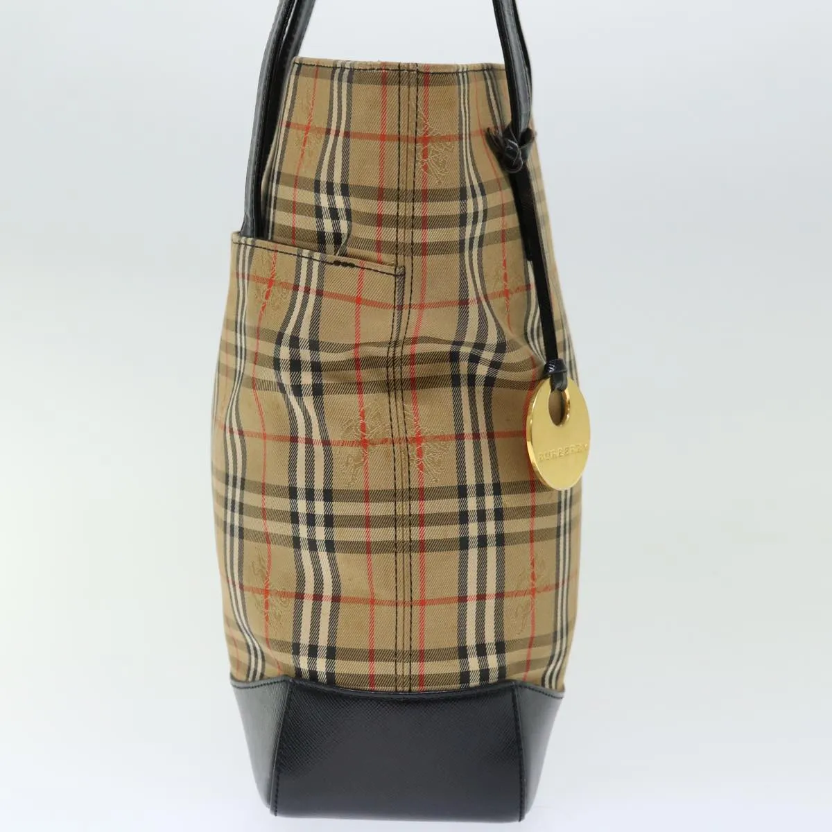 Trendy Inspired Burberry Nova Check Shoulder Bag Canvas Beige Black Auth Ac2917