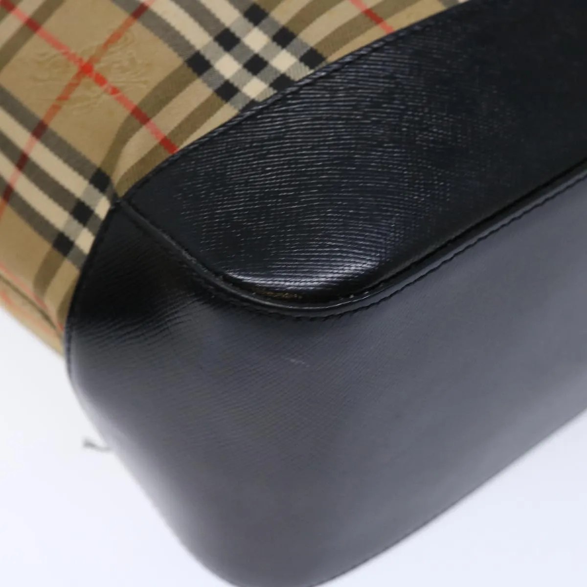 Trendy Inspired Burberry Nova Check Shoulder Bag Canvas Beige Black Auth Ac2917