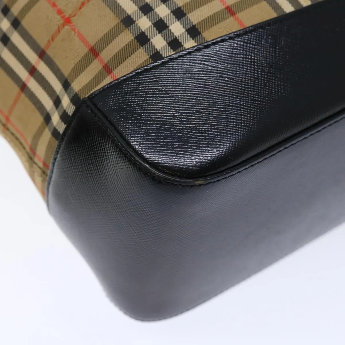 Trendy Inspired Burberry Nova Check Shoulder Bag Canvas Beige Black Auth Ac2917