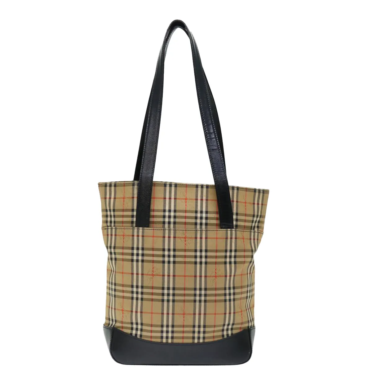 Trendy Inspired Burberry Nova Check Shoulder Bag Canvas Beige Black Auth Ac2917