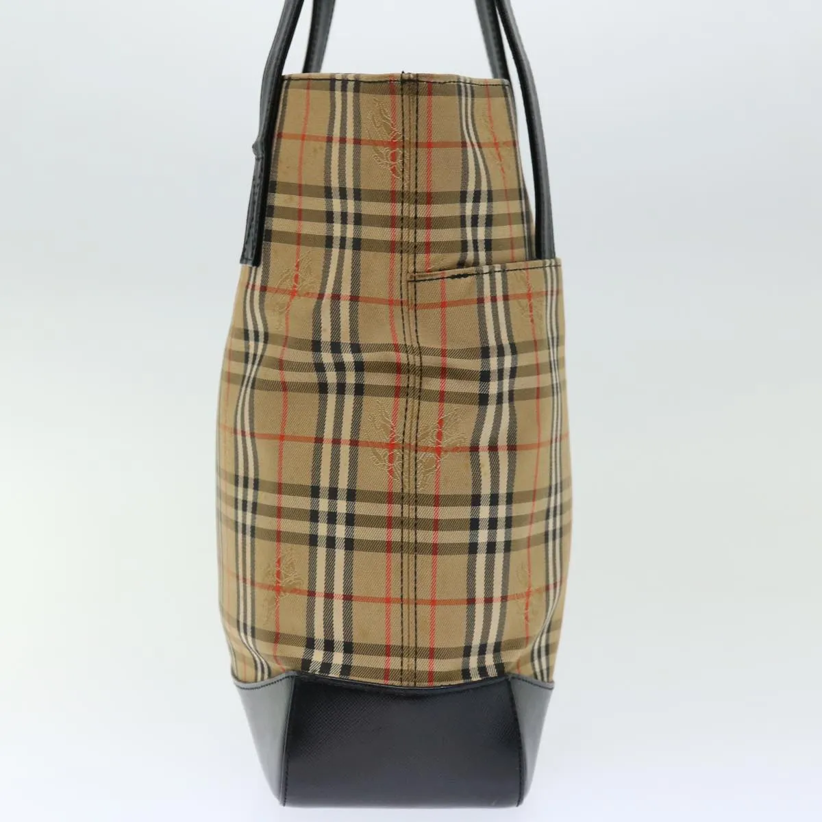 Trendy Inspired Burberry Nova Check Shoulder Bag Canvas Beige Black Auth Ac2917