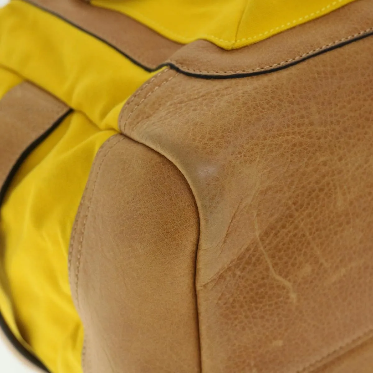 Trendy Inspired Burberry Shoulder Bag Canvas Leather Yellow Auth Bs7538
