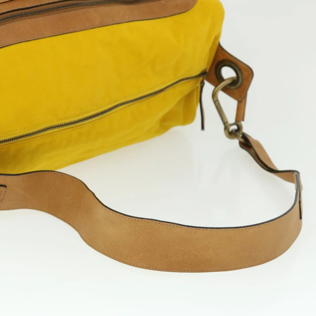 Trendy Inspired Burberry Shoulder Bag Canvas Leather Yellow Auth Bs7538
