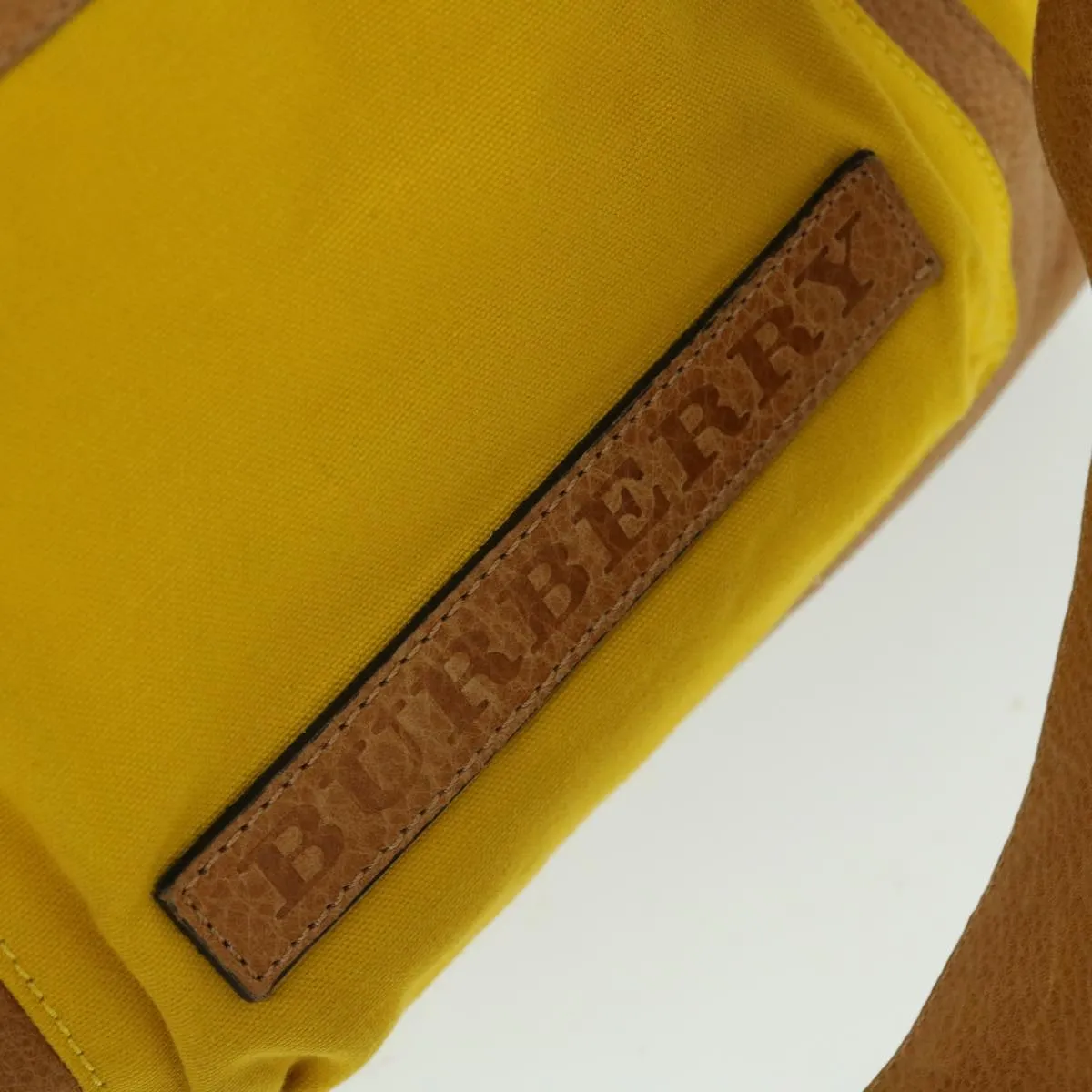 Trendy Inspired Burberry Shoulder Bag Canvas Leather Yellow Auth Bs7538