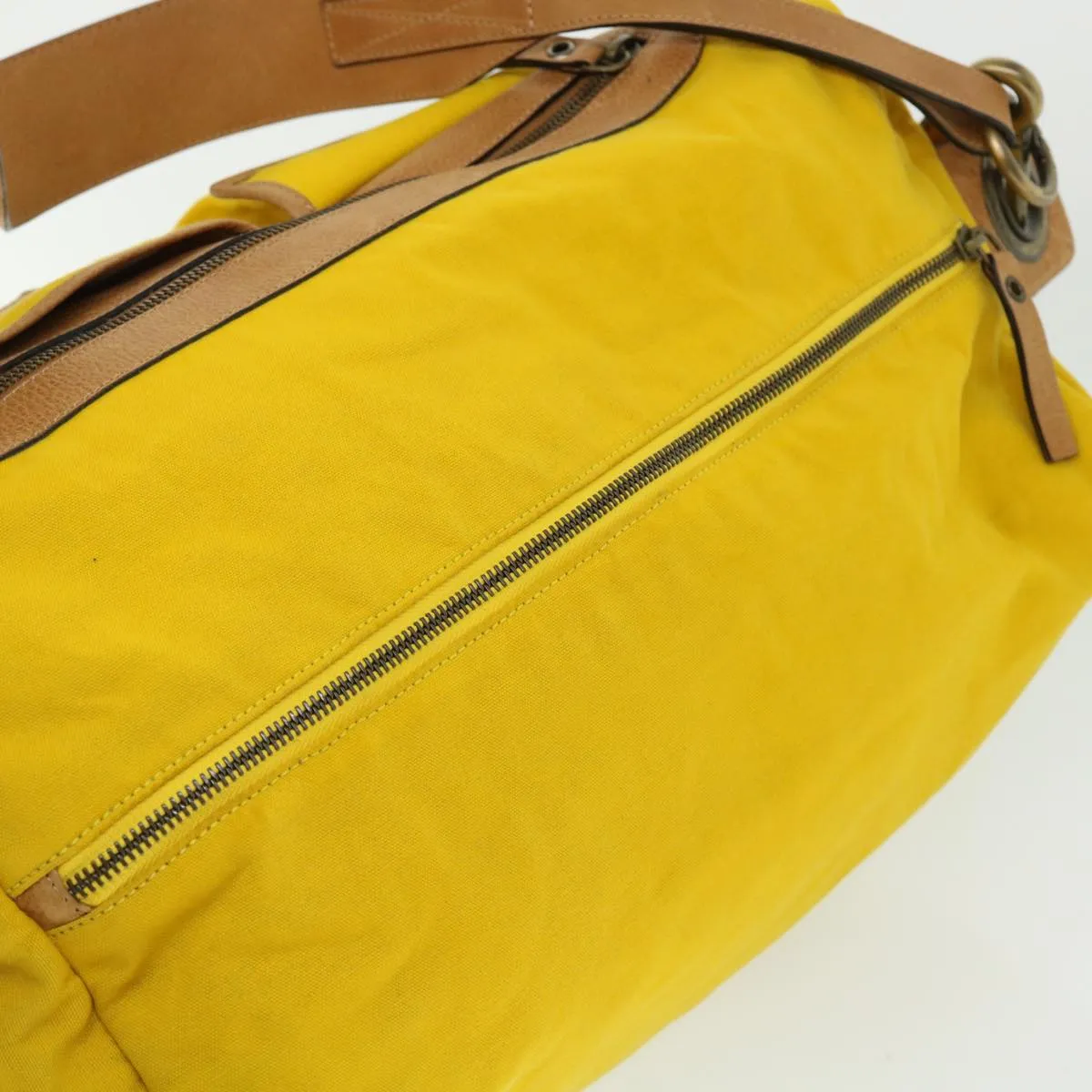 Trendy Inspired Burberry Shoulder Bag Canvas Leather Yellow Auth Bs7538