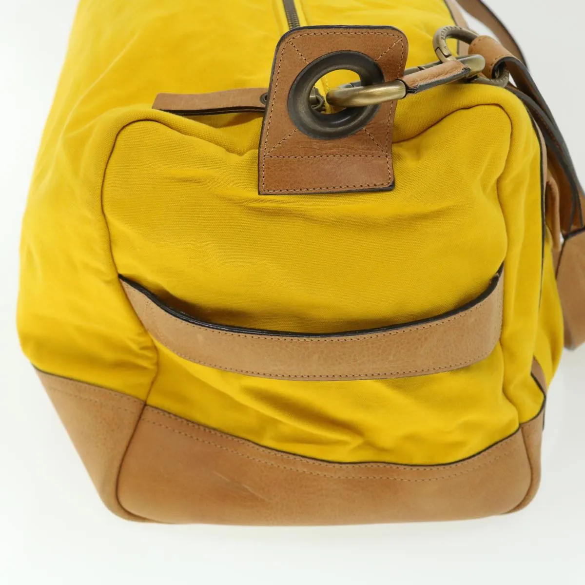Trendy Inspired Burberry Shoulder Bag Canvas Leather Yellow Auth Bs7538