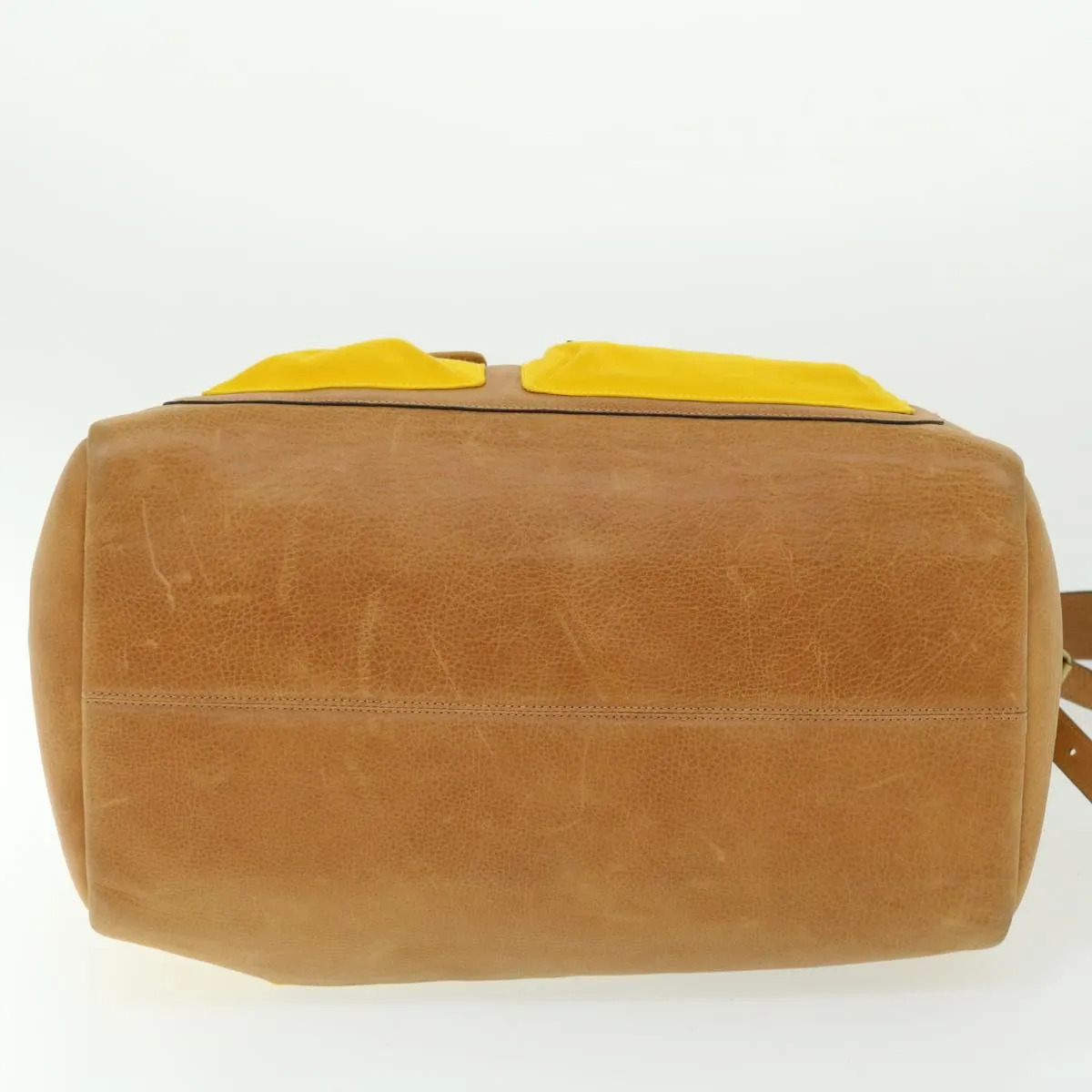 Trendy Inspired Burberry Shoulder Bag Canvas Leather Yellow Auth Bs7538