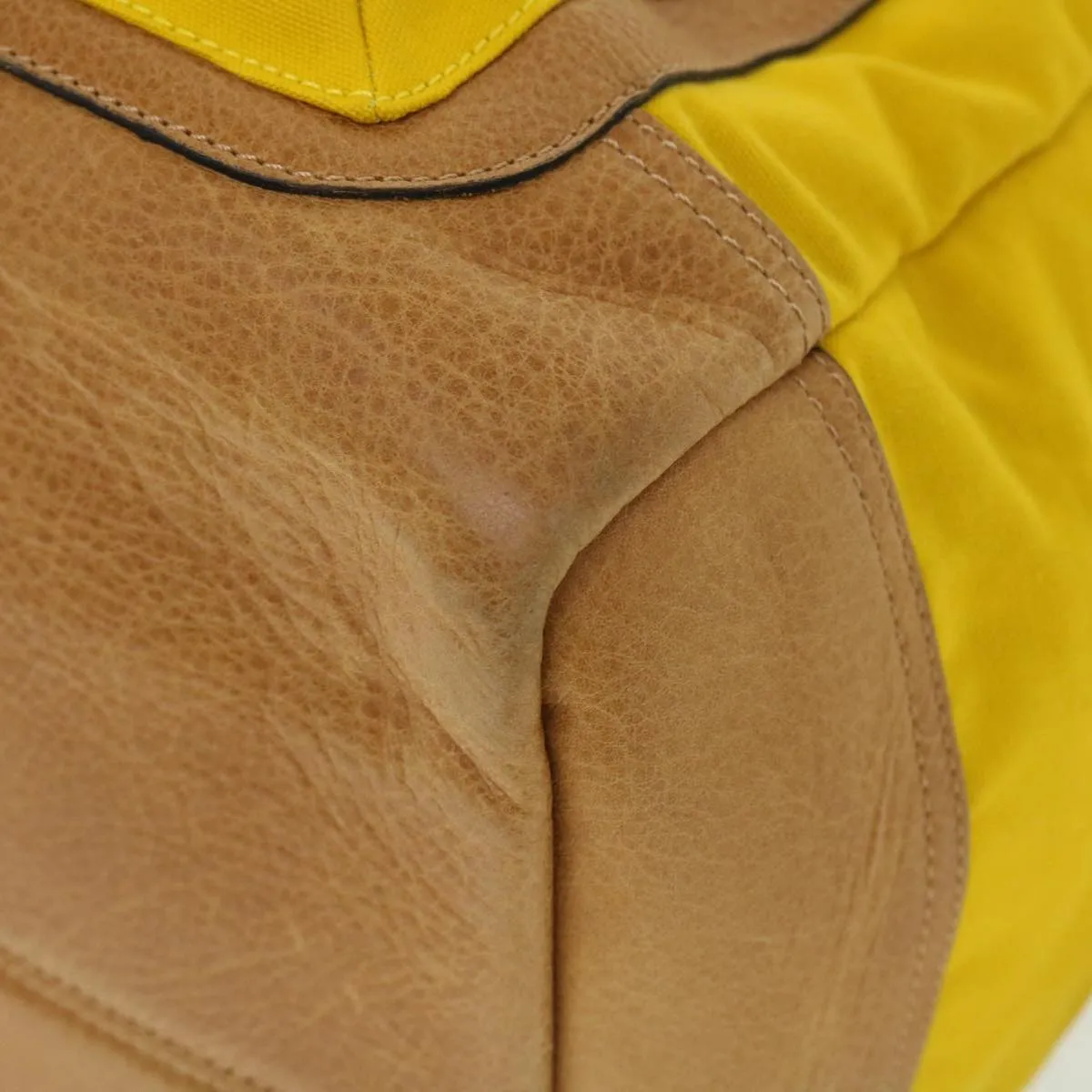 Trendy Inspired Burberry Shoulder Bag Canvas Leather Yellow Auth Bs7538