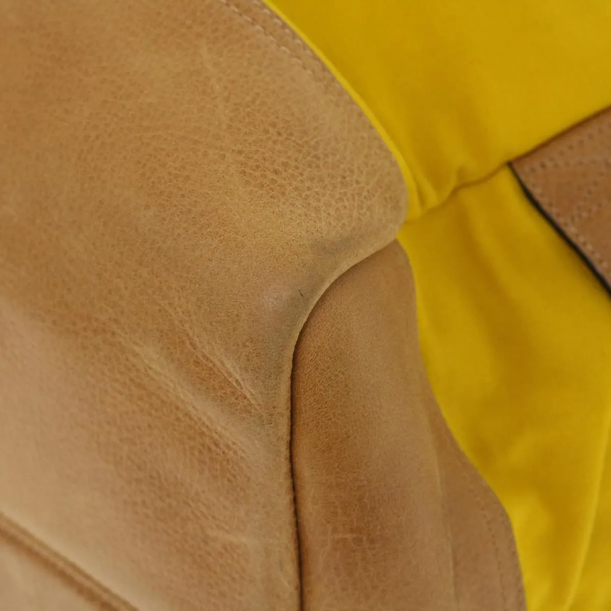 Trendy Inspired Burberry Shoulder Bag Canvas Leather Yellow Auth Bs7538