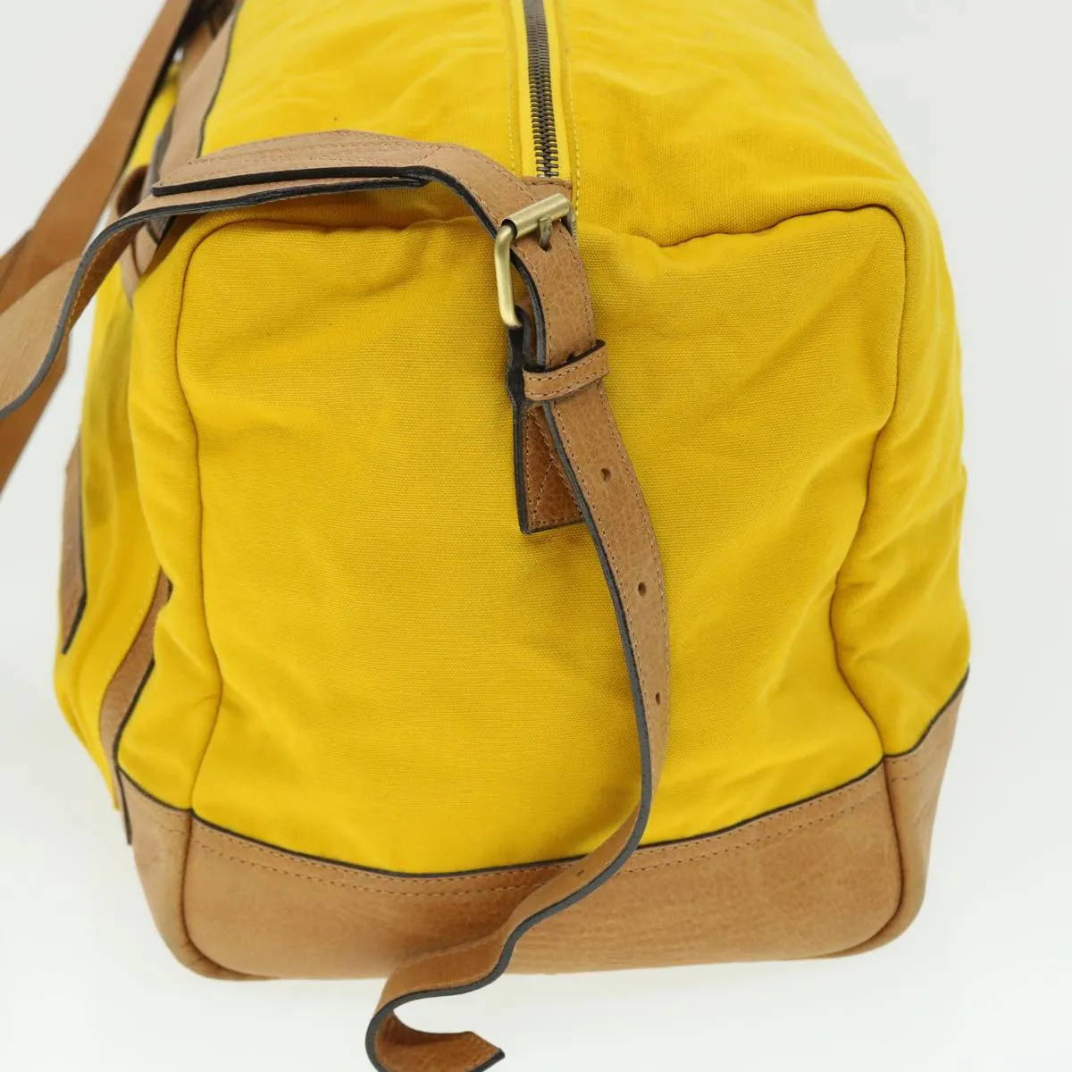 Trendy Inspired Burberry Shoulder Bag Canvas Leather Yellow Auth Bs7538