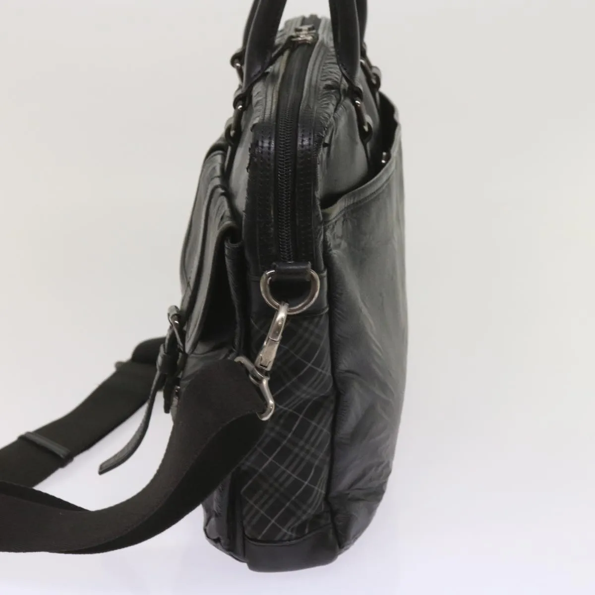 Trendy Inspired Burberry Shoulder Bag Leather 2set Brown Black Auth Bs11672