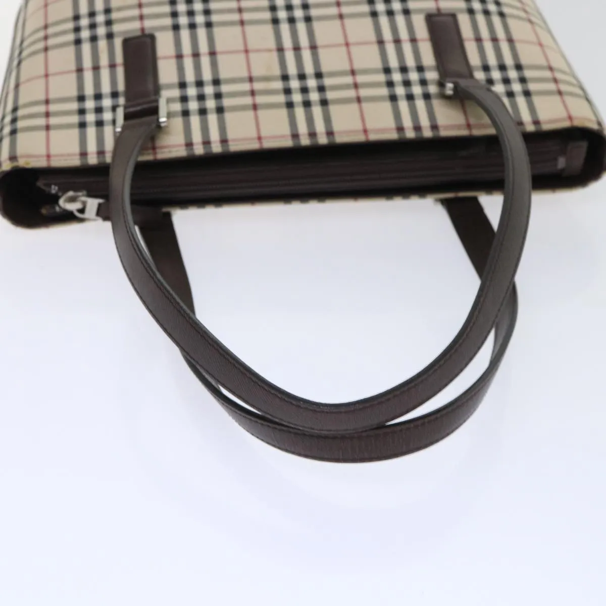 Trendy Inspired Burberry Shoulder Bag Nylon Leather Beige Auth Ep1699