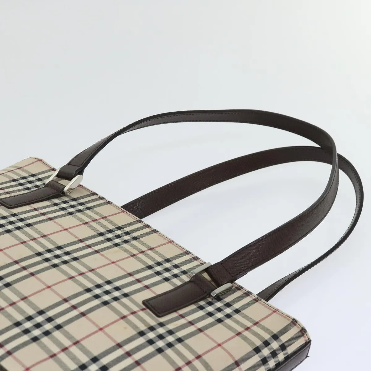 Trendy Inspired Burberry Shoulder Bag Nylon Leather Beige Auth Ep1699