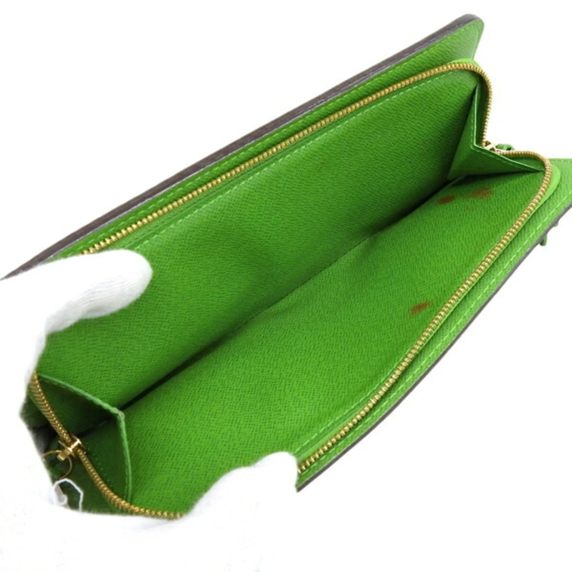 Trendy Inspired Louis Vuitton Monogram Portefeuille Insolite Round Bifold Long Wallet M66565 Brown Green Women's