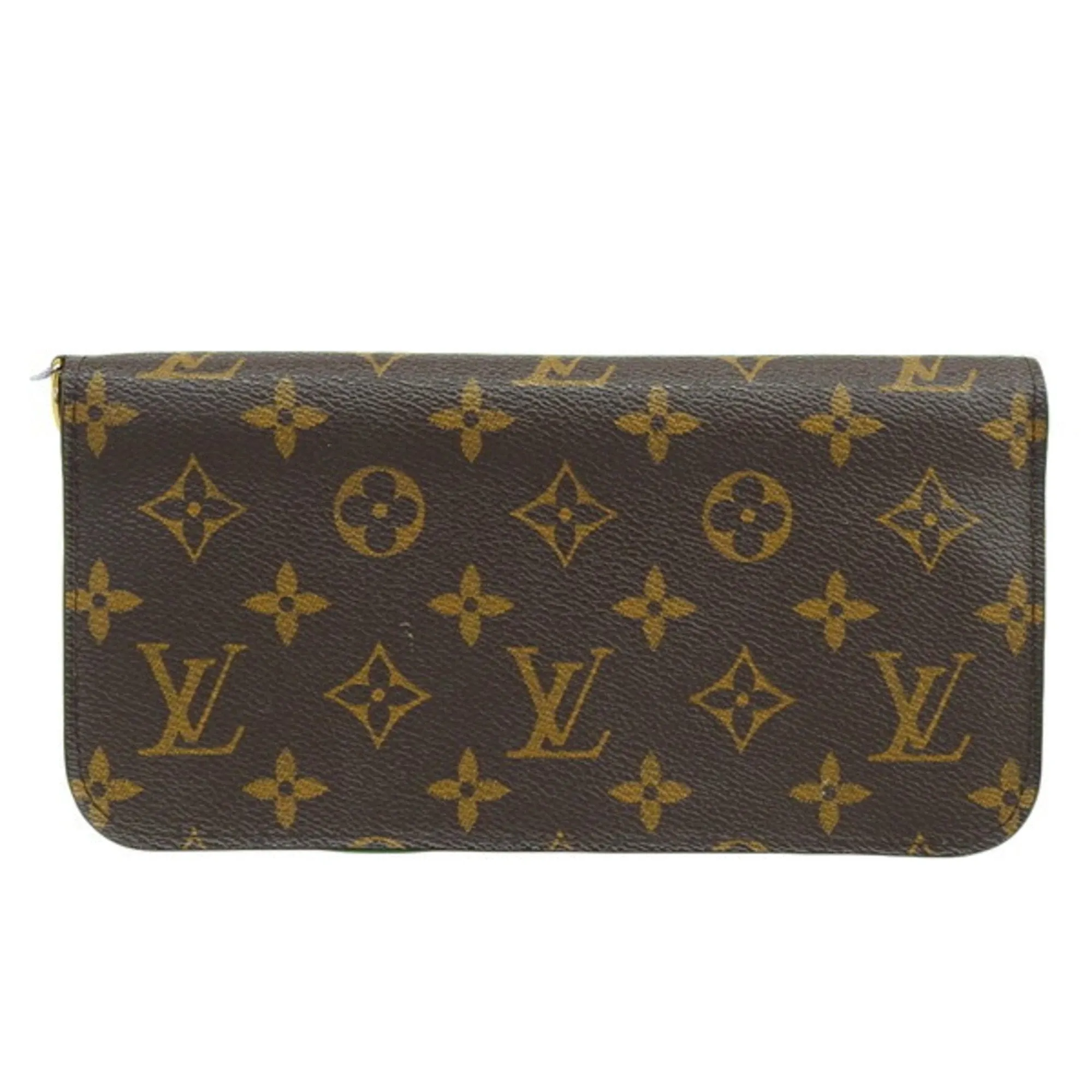 Trendy Inspired Louis Vuitton Monogram Portefeuille Insolite Round Bifold Long Wallet M66565 Brown Green Women's