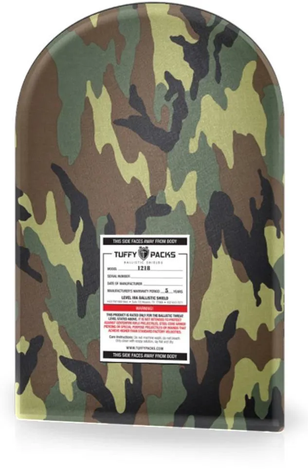 TuffyPacks Camo Themed Ballistic Shield Level IIIA Bulletproof Backpack Insert
