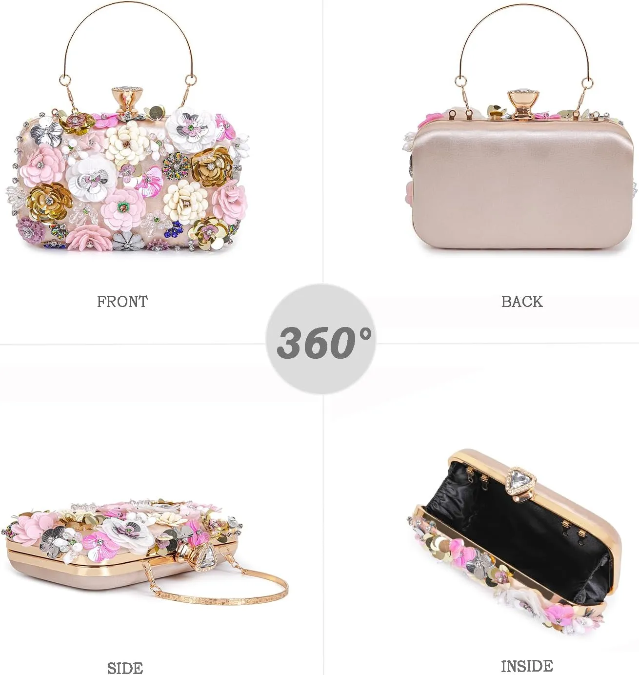 Women Clutches Flower Evening Handbag Chain Strap Shoulder Bag handbag Wedding bag purse