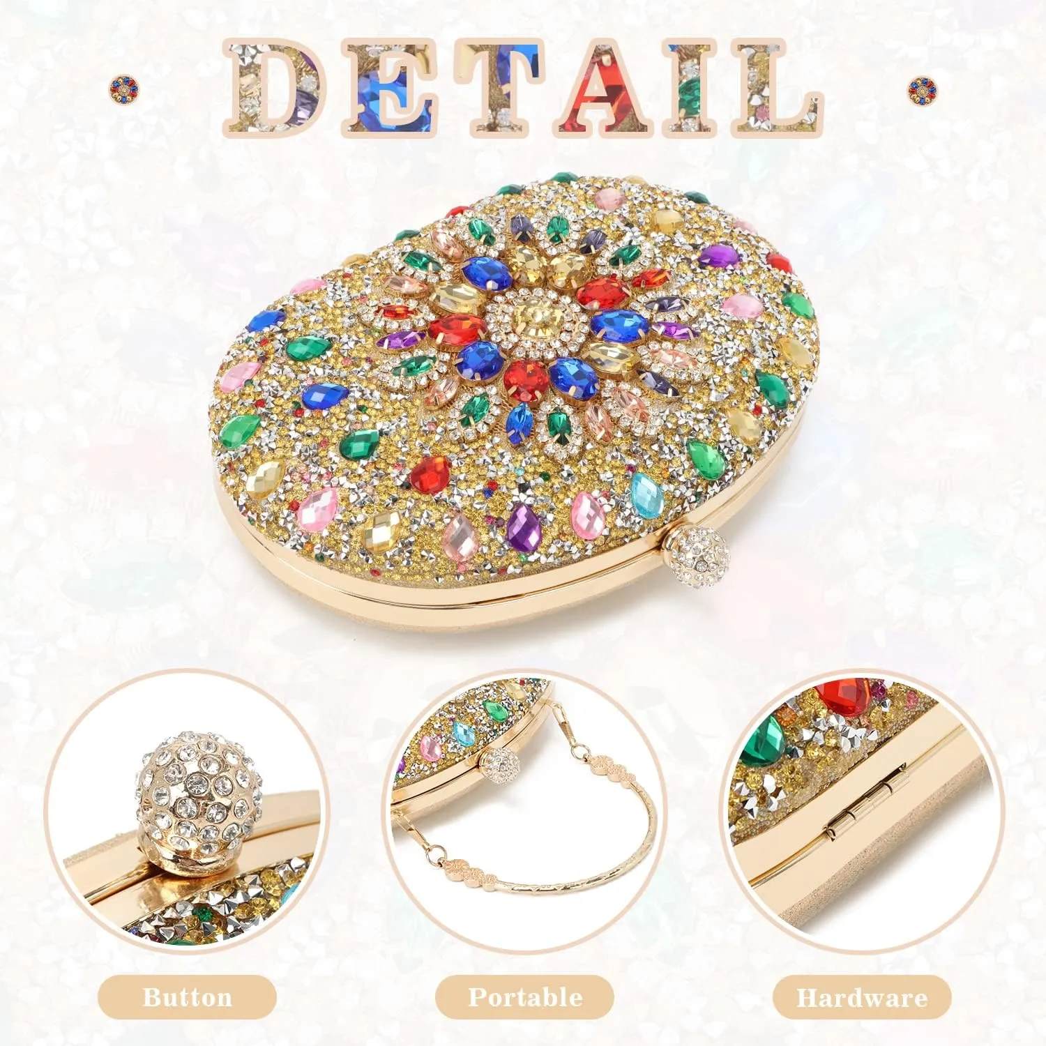 Women Rhinestone Evening Clutch Purse Bag Bling Glitter Sparkly Diamond Tote Bag Crystal Wedding Party Bag