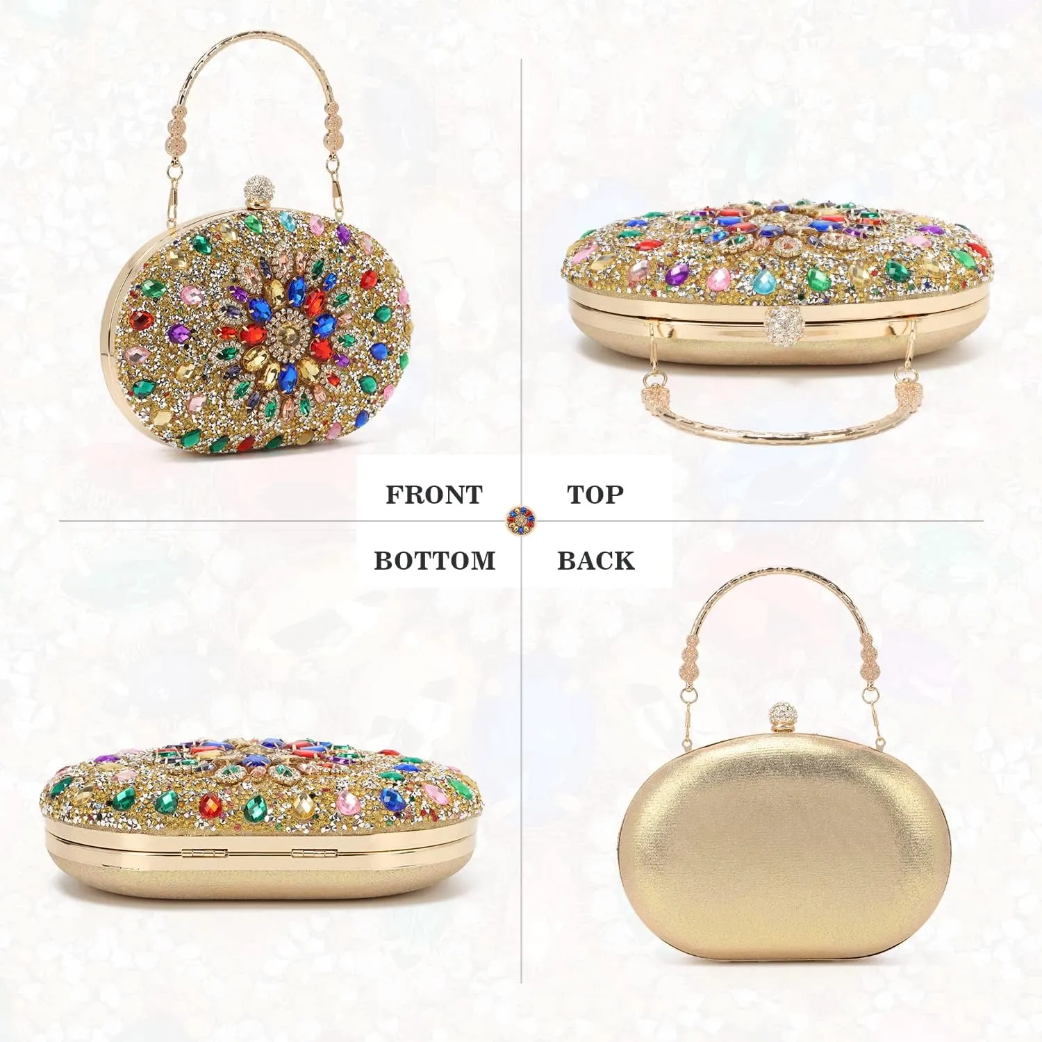Women Rhinestone Evening Clutch Purse Bag Bling Glitter Sparkly Diamond Tote Bag Crystal Wedding Party Bag