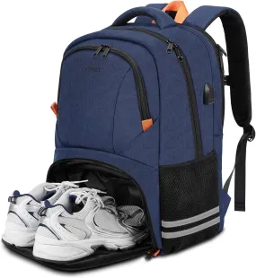 Ytonet Gym Backpack for Men Women, Travel Backpack with USB Charging Port, Lightweight Water Resistant Workout Gym Bag Fit 17.3 Inch Laptop, Sports, Camping, Hiking, Dark Blue